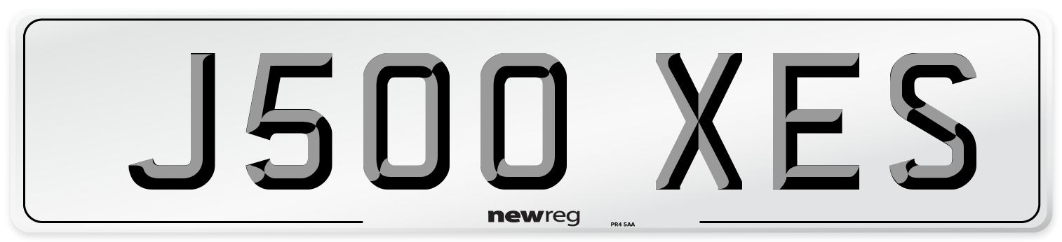 J500 XES Number Plate from New Reg